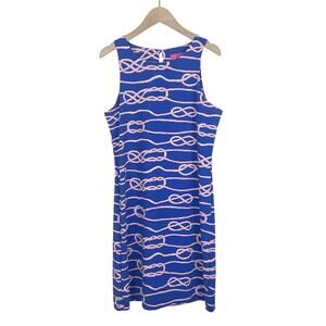 Britt Ryan Nautical Rope Print Sleeveless Sheath Dress Size XS Blue Pink White